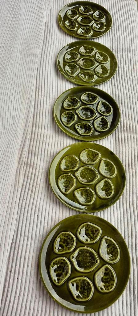 Vijf vintage oesterborden Niderviller France ca'50, Antiek en Kunst, Antiek | Keramiek en Aardewerk, Ophalen of Verzenden