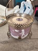Oud thee lichtje met onderzetter., Ophalen of Verzenden