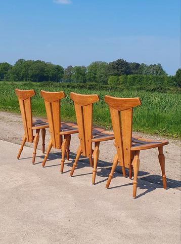 Set 4 vintage eiken stoelen Belgisch beschikbaar voor biedingen