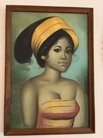 vintage schilderij indonesie vrouw, Ophalen