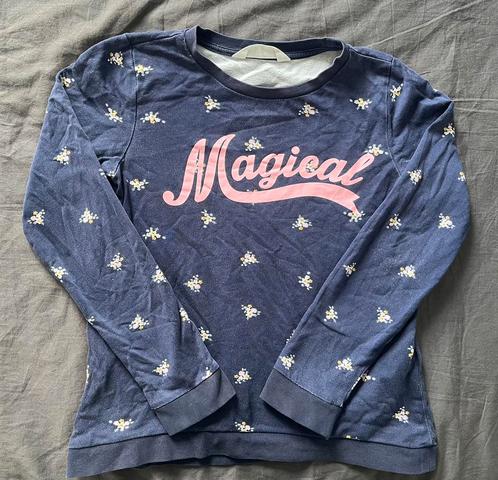 Sweater / trui maat 134/140 blauw bloemetjes, Kinderen en Baby's, Kinderkleding | Maat 134, Zo goed als nieuw, Meisje, Trui of Vest