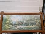 schilderij pila werkpaarden in bos, Ophalen of Verzenden