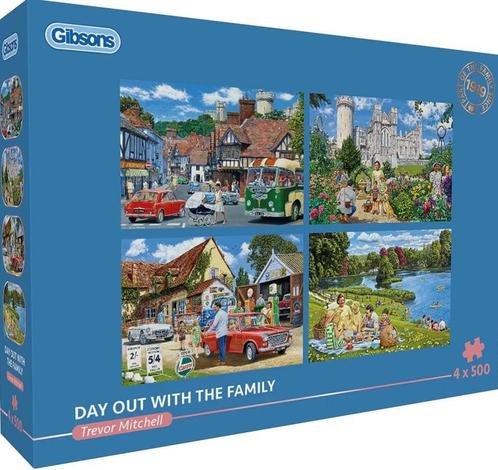 Gibsons - Day Out With the Family - 4x500 stukjes, Hobby en Vrije tijd, Denksport en Puzzels, Nieuw, Legpuzzel, 500 t/m 1500 stukjes