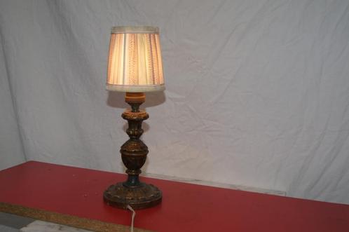 Antiek houten tafellamp, Huis en Inrichting, Lampen | Tafellampen, Gebruikt, Minder dan 50 cm, Hout, Verzenden