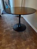 Zwarte ronde tafel, Huis en Inrichting, Tafels | Eettafels, Ophalen, Rond, Zo goed als nieuw, 100 tot 150 cm