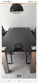 Glazen Eettafel met RVS Poten - Zo Goed Als Nieuw, Ophalen, 50 tot 100 cm, Vijf personen of meer, 150 tot 200 cm