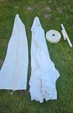 Grote witte parasol met voet, Tuin en Terras, Schaduwdoeken, Ophalen, Zo goed als nieuw
