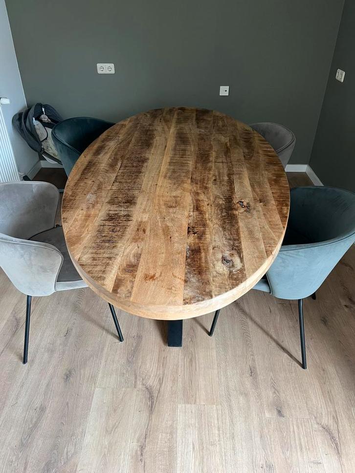 Eettafel en 4 eetstoelen, Huis en Inrichting, Tafels | Eettafels, Gebruikt, 100 tot 150 cm, 200 cm of meer, Vijf personen of meer