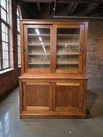 vintage industriële houten vitrinekast / kast / labokast, Ophalen