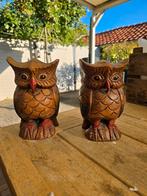 2 Houten Uilen Beelden - 20 cm, Antiek en Kunst, Kunst | Beelden en Houtsnijwerken, Ophalen of Verzenden
