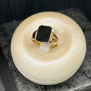 14k gouden zegelring ring onyx zwart steen beschikbaar voor biedingen