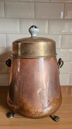 Antiek koper doofpot met delfts blauw knop, Ophalen of Verzenden, Koper