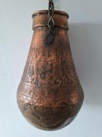 oude koperen waterfles water ketel hand gegraveerd h 34/70cm, Antiek en Kunst, Antiek | Koper en Brons, Ophalen of Verzenden, Koper