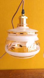 Set van 2 vintage lampen, roze met gouden glazen kapjes, Gebruikt, Vintage art Deco, Vintage, Ophalen of Verzenden