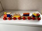 Houten blokkentrein met locomotief en 3 wagons, als nieuw, Ophalen of Verzenden, Zo goed als nieuw, Overige typen
