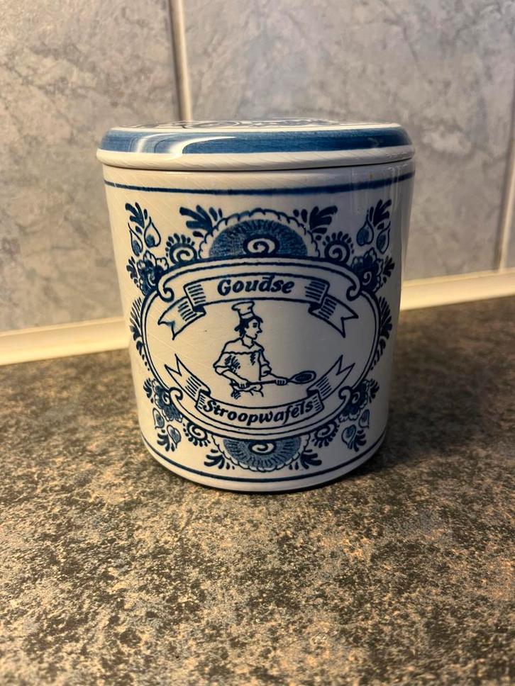 Delfts Blauw Goudse Stroopwafel Pot, Antiek en Kunst, Antiek | Keramiek en Aardewerk, Ophalen of Verzenden