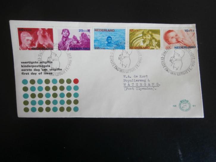 NL 1966; PLAATFOUT 874 PM4 op FDC E-81, Postzegels en Munten, Postzegels | Eerstedagenveloppen, Beschreven, Nederland, Verzenden