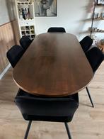 Eettafel + 6 zwarte velvet stoelen, Huis en Inrichting, Tafels | Eettafels, Ophalen, Gebruikt, 200 cm of meer, 50 tot 100 cm