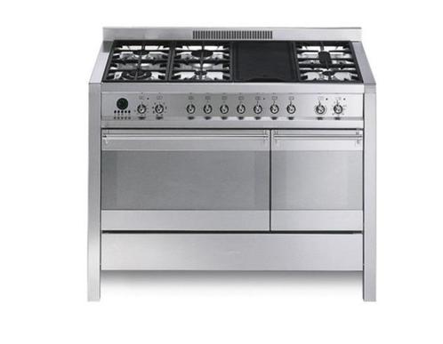 SMEG gas fornuis met dubbele oven, Witgoed en Apparatuur, Fornuizen, Gebruikt, Vrijstaand, Gas, 5 kookzones of meer, 90 tot 95 cm