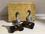 Cloisonné Eenden op Houten Sokkel (kleurenset 2), Antiek en Kunst, Ophalen of Verzenden
