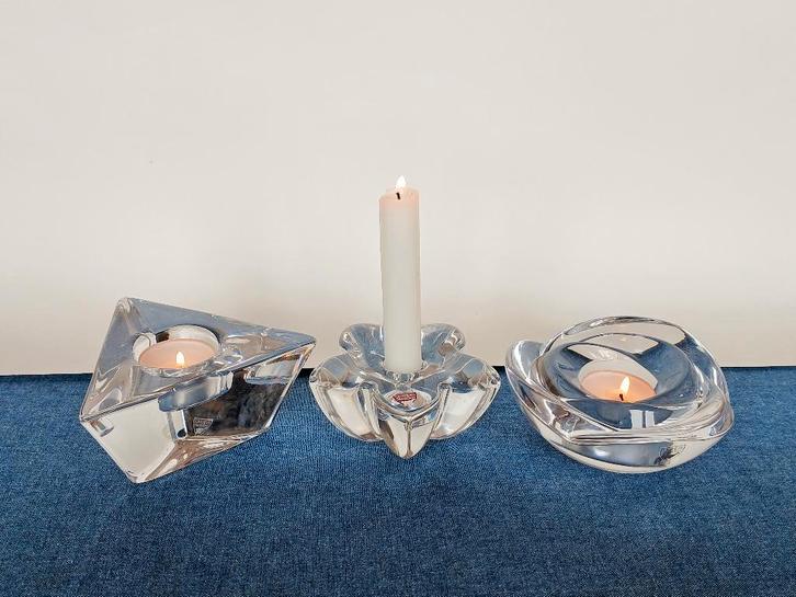 Sfeerlicht (2) Kandelaar (1) Kristal Orrefors, Antiek en Kunst, Antiek | Glas en Kristal, Ophalen of Verzenden