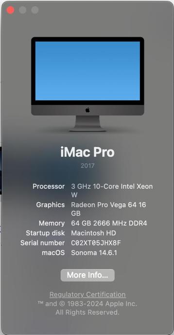 iMac Pro 10 core xeon 64 gb 1 tb ssd beschikbaar voor biedingen