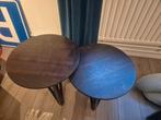 Bijzettafels 2 stuks, Minder dan 55 cm, Rond, Zo goed als nieuw, Hout