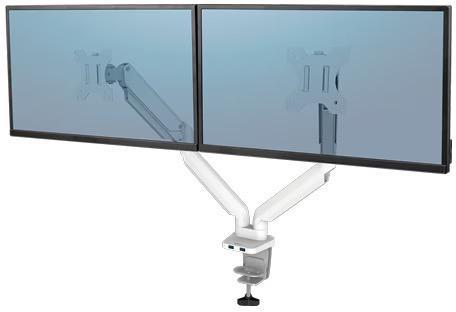 Fellowes Platinum Wit | Dual monitorarm | Gasveer | tot 32”, Audio, Tv en Foto, Televisiebeugels, Zo goed als nieuw, Ophalen