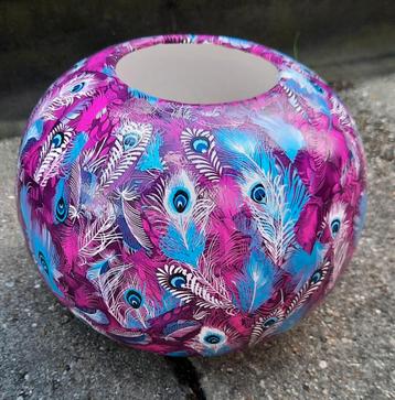 Aardewerk Bolvaas - Pauwenveren Decoupage beschikbaar voor biedingen