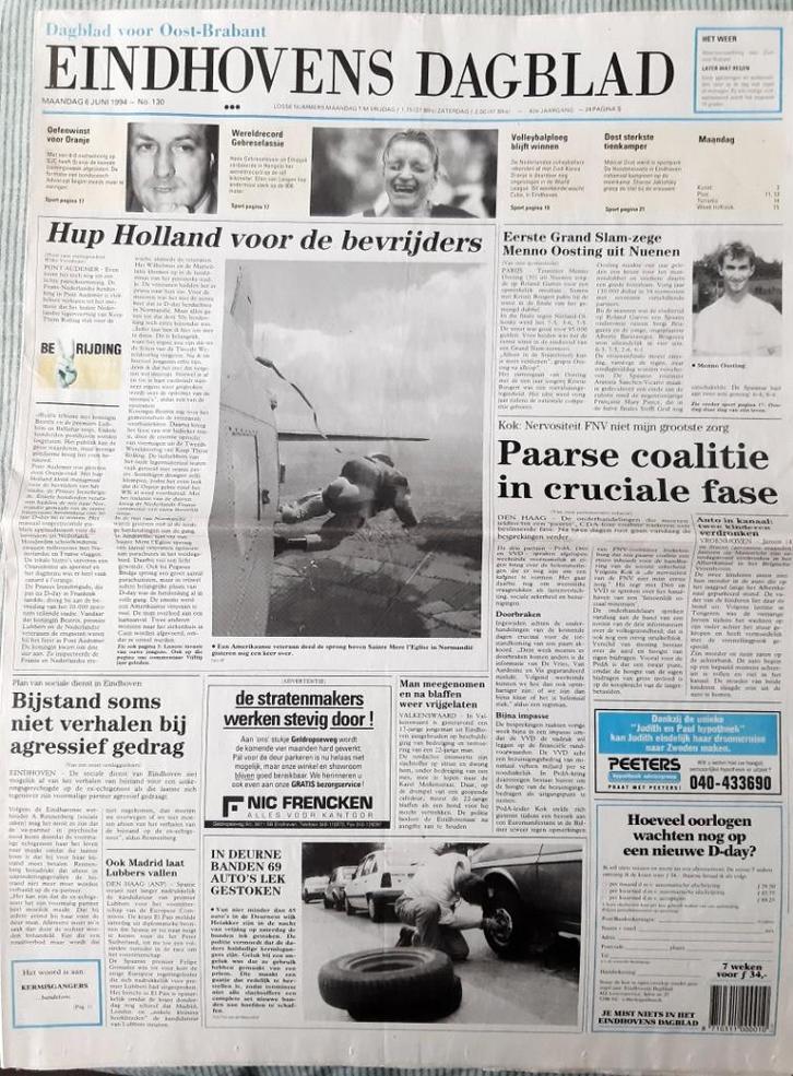Originele Eindhovens dagblad 50 jaar  bevrijding herdenking, Verzamelen, Tijdschriften, Kranten en Knipsels, Krant, Nederland