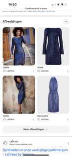 Originele donkerblauwe La Dress pallettenjurkje maat M 40/42, Ophalen of Verzenden, Zo goed als nieuw, Maat 38/40 (M), Blauw