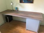 Tafel, bureau, werkblad van merbau hout met Lundia ladenkast, Huis en Inrichting, Ophalen, Gebruikt, Bureau