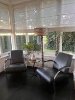 Twee design Gelderland 5470 fauteuils zwart leer, Gebruikt, Modern. Tijdloos., Ophalen of Verzenden, 50 tot 75 cm