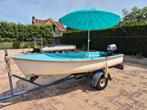 Polyester vis-bootje incl motor en trailer, Watersport en Boten, Ophalen of Verzenden, Zo goed als nieuw, Benzine
