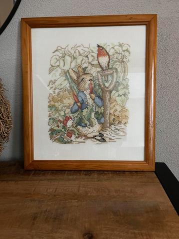 Prachtig groot borduurwerk van Peter Rabbit - Beatrix Potter beschikbaar voor biedingen