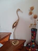 XXL 76cm Messing Kraanvogel Vogel sculptuur vogelfiguur goud, Antiek en Kunst, Ophalen of Verzenden, Koper
