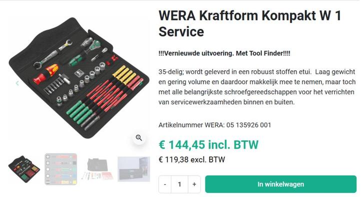 WERA Kraftform Kompakt W 1 Service VDE 1000v, Doe-het-zelf en Verbouw, Gereedschap | Handgereedschap, Gebruikt, Ophalen of Verzenden