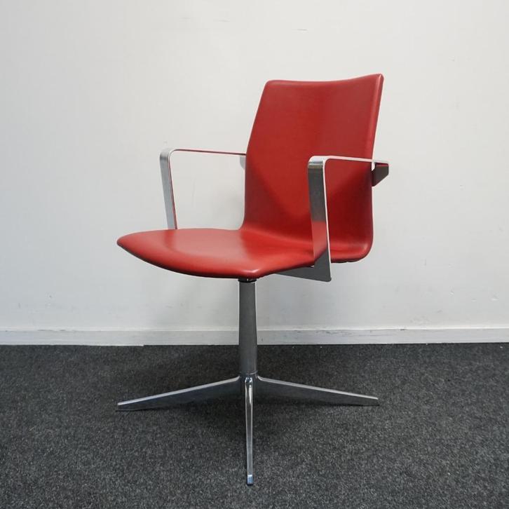 Four Design FourCast XL Conferentiestoel | Rood | Leer, Huis en Inrichting, Stoelen, Gebruikt, Vijf, Zes of meer stoelen, Leer