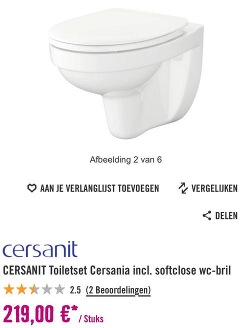 CERSANIT Toiletset Cersania incl. softclose wc-bril NIEUW, Doe-het-zelf en Verbouw, Sanitair, Nieuw, Toilet, Ophalen