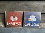 Schilderijtjes / lijstjes met Espresso en Cappucino koffie, Ophalen of Verzenden, Zo goed als nieuw, Overige materialen