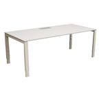 Gispen Bureau Wit Lichtgrijs 200 x 90 B-Keus, Huis en Inrichting, Ophalen of Verzenden, In hoogte verstelbaar, Gebruikt, Bureau