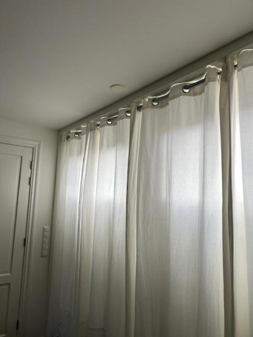 katoenen gordijnen, roomwit, met ringen, Huis en Inrichting, Stoffering | Gordijnen en Lamellen, Zo goed als nieuw, 200 cm of meer