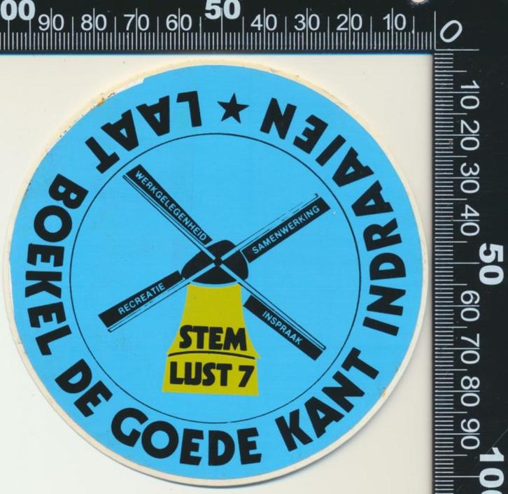 Sticker: Stem Lijst 7 - Laat Boekel de goede kant op draaien, Verzamelen, Stickers, Zo goed als nieuw, Bedrijf of Vereniging, Ophalen of Verzenden