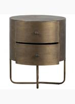 Rond houten kastje met metaal - Antique Brass, Huis en Inrichting, Ophalen, Minder dan 45 cm