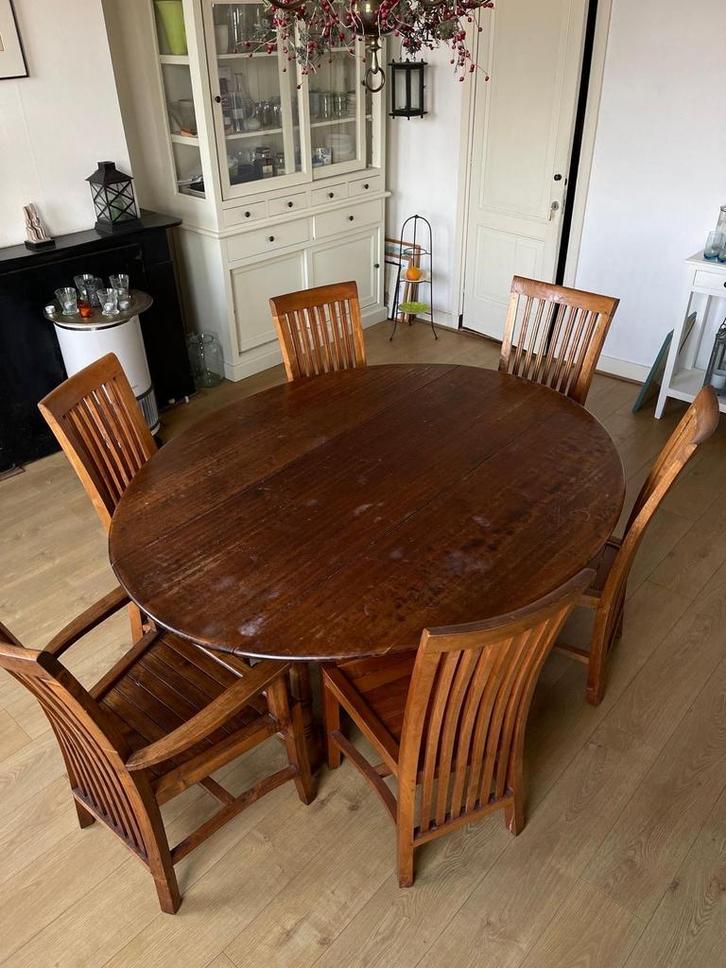 Sfeervolle kersenhouten eettafel  voor 6 personen., Huis en Inrichting, Tafels | Eettafels, Gebruikt, 150 tot 200 cm, Vijf personen of meer