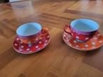 2 cappuccino kop en schotel Oilily, Huis en Inrichting, Keuken | Servies, Ophalen of Verzenden, Zo goed als nieuw, Overige stijlen