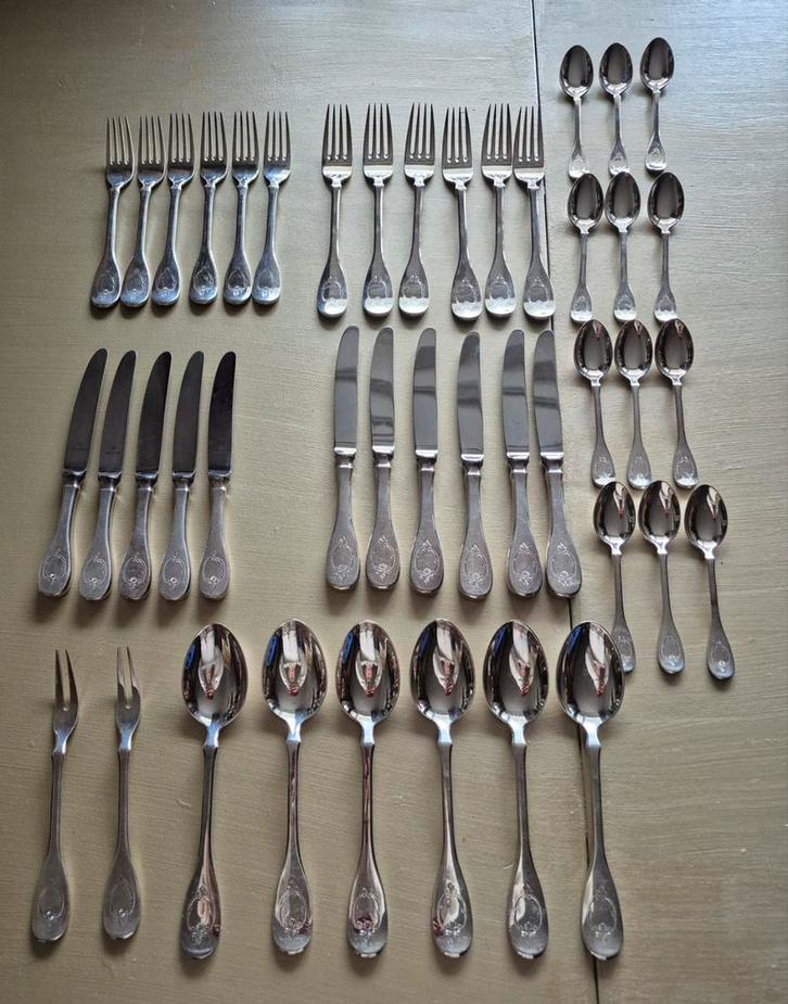 Wilkens verzilverd 90 bestek, vintage medaillon bestek., Antiek en Kunst, Antiek | Bestek, Ophalen of Verzenden