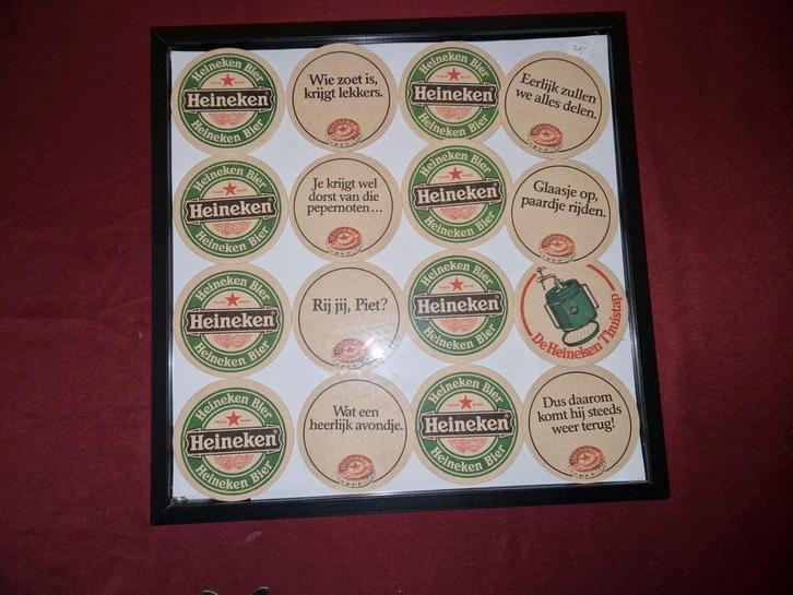 Te koop ingelijste bierviltjes, Verzamelen, Biermerken, Zo goed als nieuw, Reclamebord, Plaat of Schild, Overige merken, Ophalen