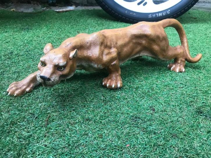 mooi metalen luipaard / cheetah beeld, Antiek en Kunst, Kunst | Beelden en Houtsnijwerken, Ophalen of Verzenden