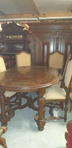 Klassiek noten eetkamer tafel en stoelen, Ophalen